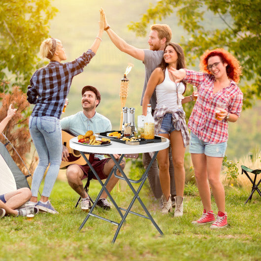 32 Inch Round Folding Table with Thick Tabletop for Picnic LuxuryLifeWay Online Store