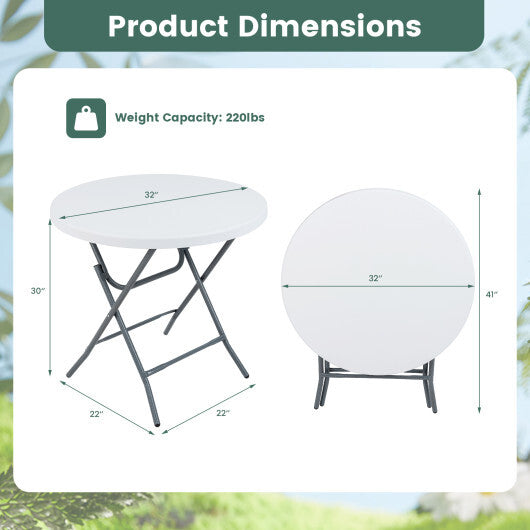 32 Inch Round Folding Table with Thick Tabletop for Picnic LuxuryLifeWay Online Store