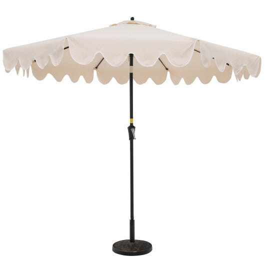 9 Feet Patio Umbrella with Crank Handle and Push Button Tilt-Brown LuxuryLifeWay Online Store