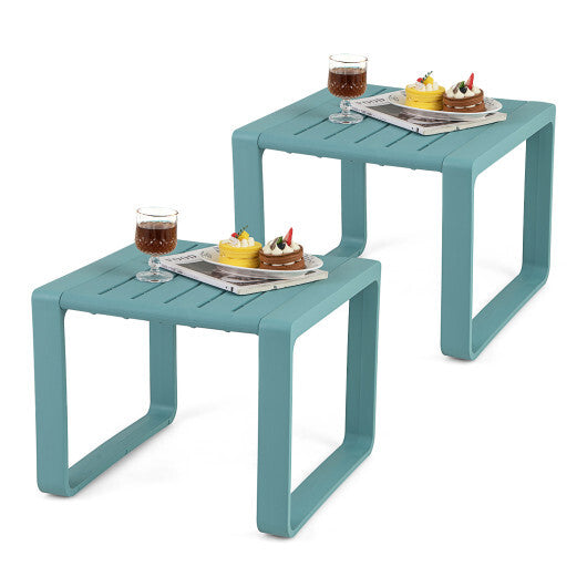 Weather Resistant Adirondack Outdoor Side Table Set of 2-Blue LuxuryLifeWay Online Store