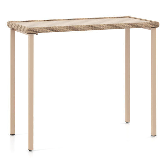 Outdoor Patio Bar Table Heavy Duty Rectangle Metal Frame-Brown LuxuryLifeWay Online Store