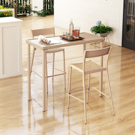 Outdoor Patio Bar Table Heavy Duty Rectangle Metal Frame-Brown LuxuryLifeWay Online Store