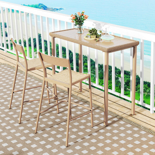 Outdoor Patio Bar Table Heavy Duty Rectangle Metal Frame-Brown LuxuryLifeWay Online Store