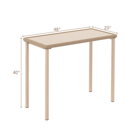 Outdoor Patio Bar Table Heavy Duty Rectangle Metal Frame-Brown LuxuryLifeWay Online Store