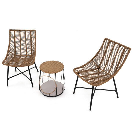 3 Piece Outdoor Furniture Set with Pet Housefor Patio Yard-Brown LuxuryLifeWay Online Store