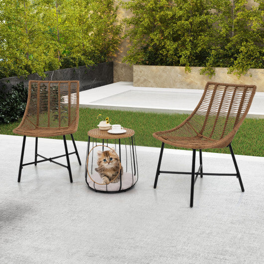 3 Piece Outdoor Furniture Set with Pet Housefor Patio Yard-Brown LuxuryLifeWay Online Store