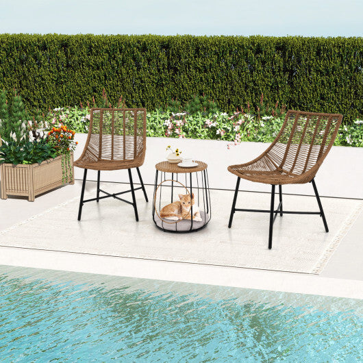 3 Piece Outdoor Furniture Set with Pet Housefor Patio Yard-Brown LuxuryLifeWay Online Store