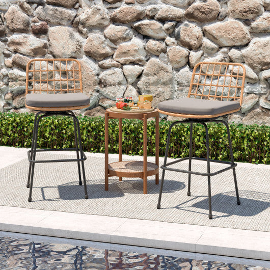 Patio Swivel Barstools Set of 2 with Soft Seat Cushions-Gray LuxuryLifeWay Online Store