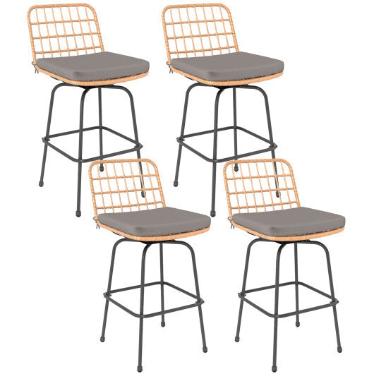 Patio Swivel Barstools Set of 2 with Soft Seat Cushions-Gray LuxuryLifeWay Online Store