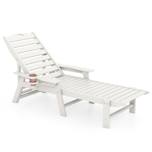 Patio Chaise Lounge Chair with 4 Position Backrest-White LuxuryLifeWay Online Store
