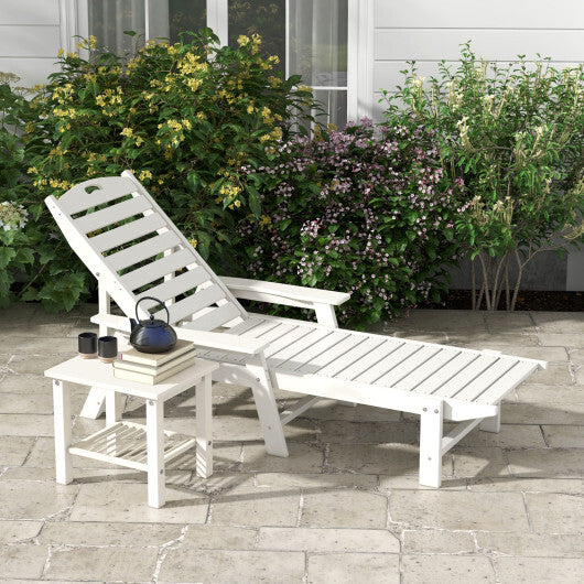 Patio Chaise Lounge Chair with 4 Position Backrest-White LuxuryLifeWay Online Store