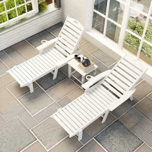 Patio Chaise Lounge Chair with 4 Position Backrest-White LuxuryLifeWay Online Store