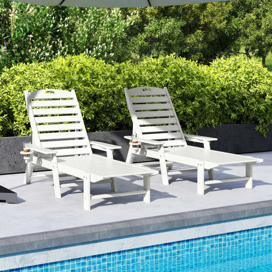 Patio Chaise Lounge Chair with 4 Position Backrest-White LuxuryLifeWay Online Store