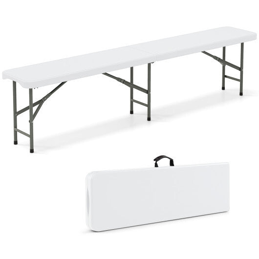 6 Feet Plastic Folding Bench Portable Seat with Handle and Lock-White - Color: White LuxuryLifeWay Online Store