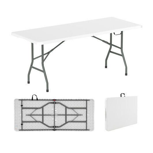 6 ft Portable Folding Table 350 LBS Fold-in-Half Table with HDPE Tabletop-White - Color: White LuxuryLifeWay Online Store