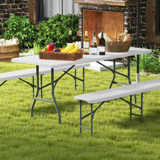 6 ft Portable Folding Table 350 LBS Fold-in-Half Table with HDPE Tabletop-White - Color: White LuxuryLifeWay Online Store