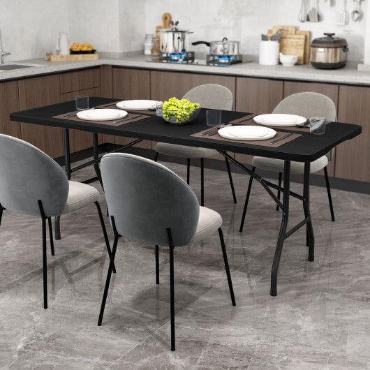 6 ft Portable Folding Table 350 LBS Fold-in-Half Table with HDPE Tabletop-Black LuxuryLifeWay Online Store