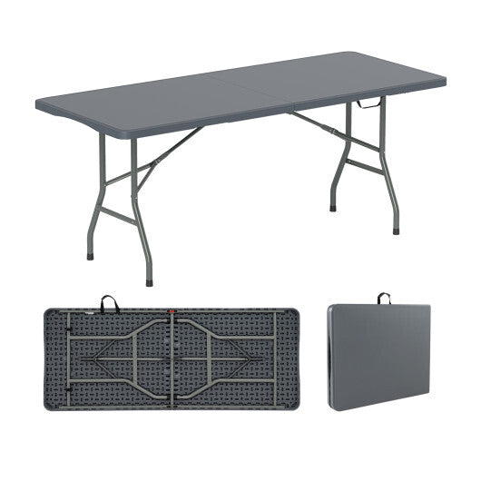 6 ft Portable Folding Table 350 LBS Fold-in-Half Table with HDPE Tabletop-Black LuxuryLifeWay Online Store
