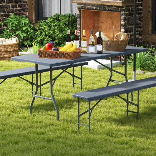 6 ft Portable Folding Table 350 LBS Fold-in-Half Table with HDPE Tabletop-Black LuxuryLifeWay Online Store