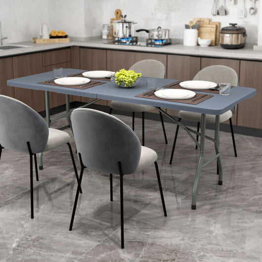 6 ft Portable Folding Table 350 LBS Fold-in-Half Table with HDPE Tabletop-Black LuxuryLifeWay Online Store