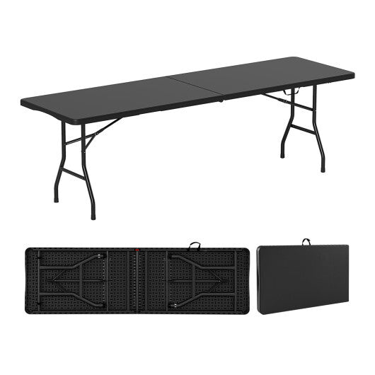8 ft Portable Folding Table 350 LBS Fold-in-Half Table with HDPE Tabletop-White LuxuryLifeWay Online Store