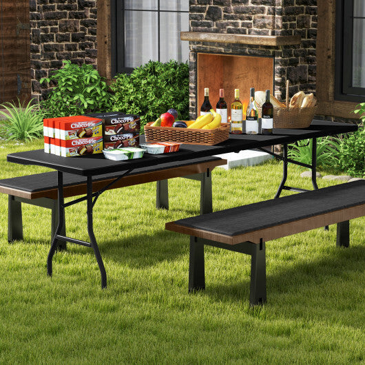8 ft Portable Folding Table 350 LBS Fold-in-Half Table with HDPE Tabletop-White LuxuryLifeWay Online Store
