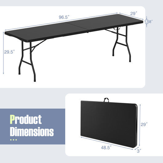 8 ft Portable Folding Table 350 LBS Fold-in-Half Table with HDPE Tabletop-White LuxuryLifeWay Online Store