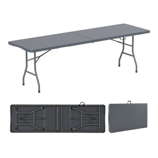 8 ft Portable Folding Table 350 LBS Fold-in-Half Table with HDPE Tabletop-White LuxuryLifeWay Online Store