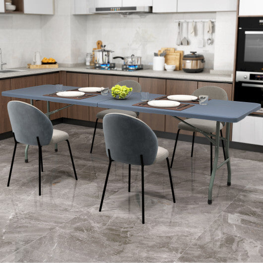 8 ft Portable Folding Table 350 LBS Fold-in-Half Table with HDPE Tabletop-White LuxuryLifeWay Online Store