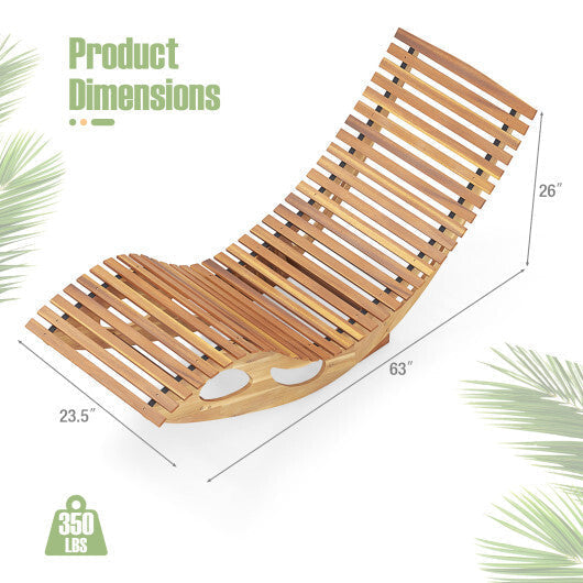 Acacia Wood Patio Rocking Sun Lounger Chaise Lounge with Ergonomic Curved Seat LuxuryLifeWay Online Store