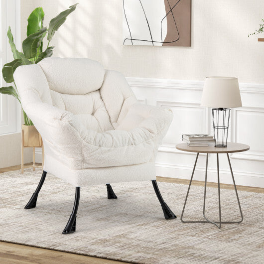 Sherpa UpholsteredAccent Chairwith Cozy Head Pillow-Gray