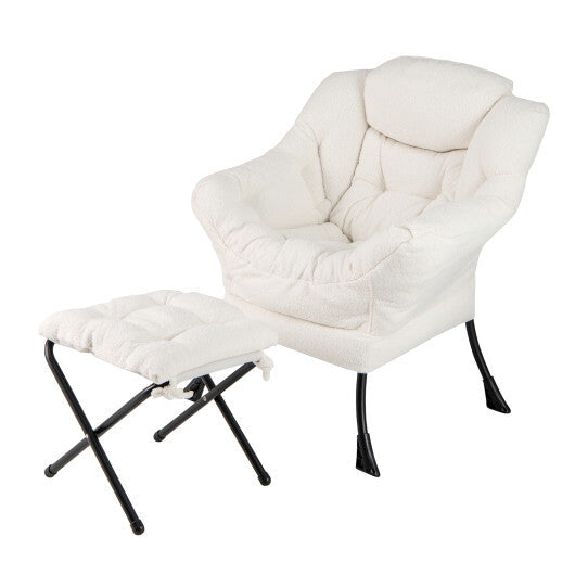 Modern Accent Chair with Folding Footrest and Head Pillow-Beige LuxuryLifeWay Online Store