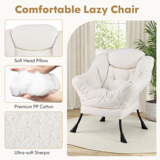 Modern Accent Chair with Folding Footrest and Head Pillow-Beige LuxuryLifeWay Online Store