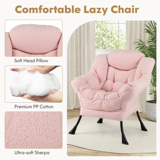 Modern Accent Chair with Folding Footrest and Head Pillow-Beige LuxuryLifeWay Online Store