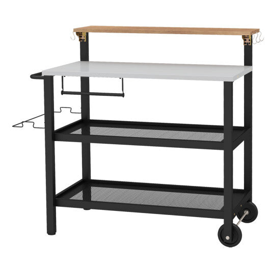 Rolling Bar Cart with Flip-up Table and Hooks for Kitchen LuxuryLifeWay Online Store