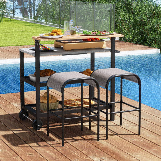 Rolling Bar Cart with Flip-up Table and Hooks for Kitchen LuxuryLifeWay Online Store