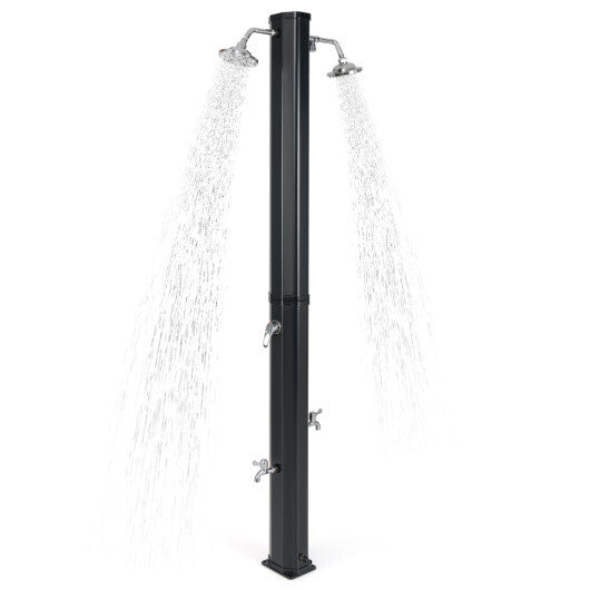 9.3 Gallon Solar Heated Outdoor Shower with Dual Shower Heads-Black