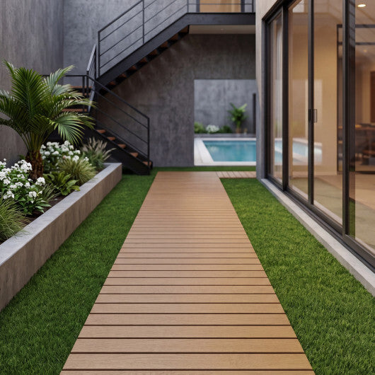 8 Feet Outdoor Pathway Straight Roll-Out Patio Boardwalk-Brown LuxuryLifeWay Online Store