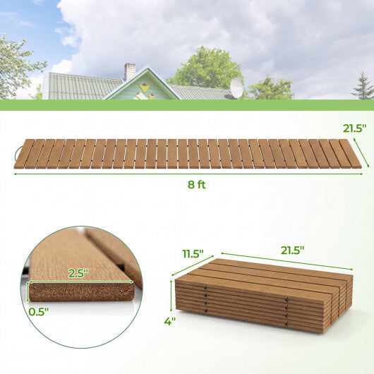 8 Feet Outdoor Pathway Straight Roll-Out Patio Boardwalk-Brown LuxuryLifeWay Online Store
