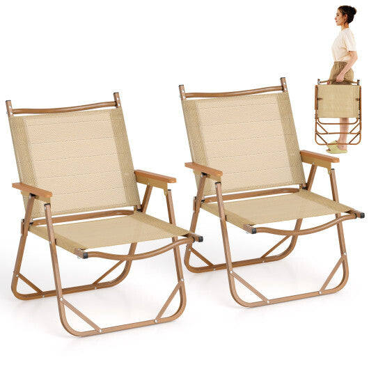 Folding Camp Chairs Set of 2 Lightweight Beach Chairs-Beige LuxuryLifeWay Online Store