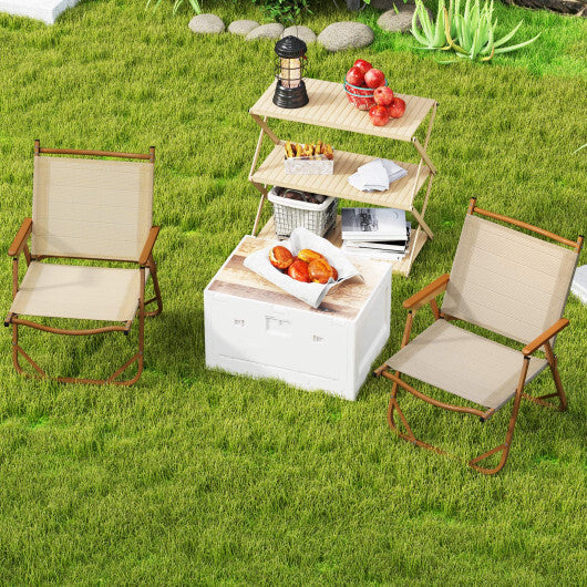 Folding Camp Chairs Set of 2 Lightweight Beach Chairs-Beige LuxuryLifeWay Online Store