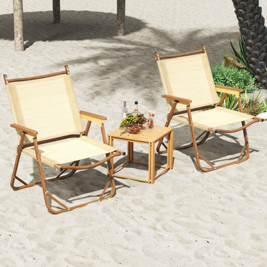 Folding Camp Chairs Set of 2 Lightweight Beach Chairs-Beige LuxuryLifeWay Online Store