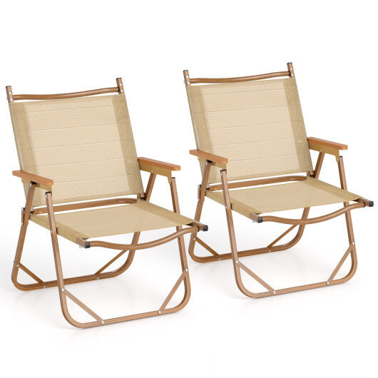 Folding Camp Chairs Set of 2 Lightweight Beach Chairs-Beige LuxuryLifeWay Online Store
