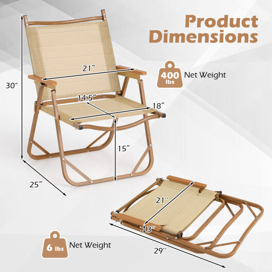 Folding Camp Chairs Set of 2 Lightweight Beach Chairs-Beige LuxuryLifeWay Online Store