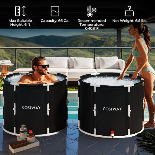 66 Gal Foldable Ice Bath Tub with Lid for Adult LuxuryLifeWay Online Store