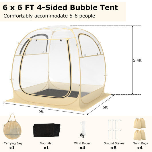 Instant Pop up Sports Tent with Carrying Bag and Floor Mat for 1-2/5-6 People-M LuxuryLifeWay Online Store