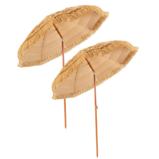 6.5 Feet Portable Thatched Tiki Beach Umbrella with Adjustable Tilt for Backyard LuxuryLifeWay Online Store