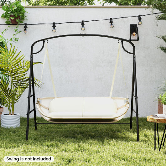 Outdoor Metal Swing Stand with 4 Support Bars and 2 Hanging Ways-Black LuxuryLifeWay Online Store