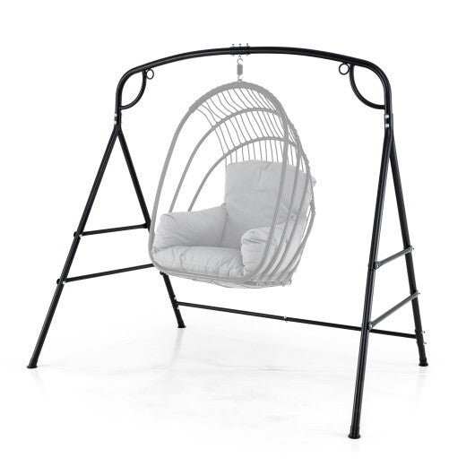 Outdoor Metal Swing Stand with 4 Support Bars and 2 Hanging Ways-Black LuxuryLifeWay Online Store