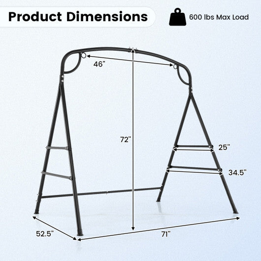 Outdoor Metal Swing Stand with 4 Support Bars and 2 Hanging Ways-Black LuxuryLifeWay Online Store